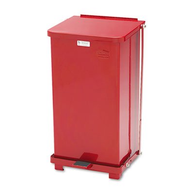 Rubbermaid Commercial Defenders Biohazard Step Can, Square, Steel, 12gal, Red RCPST12EPLRD