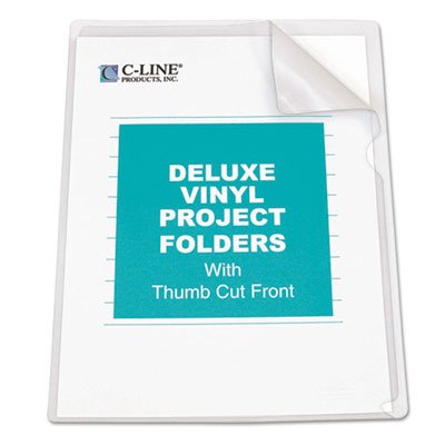 C-Line Deluxe Project Folders, Jacket, Letter, Vinyl, Clear, 50/Box CLI62138
