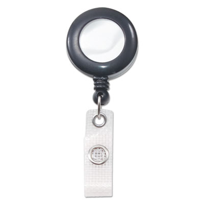 Advantus Deluxe Retractable ID Reel with Badge Holder, 24" Extension, Black, 12/Box AVT75407