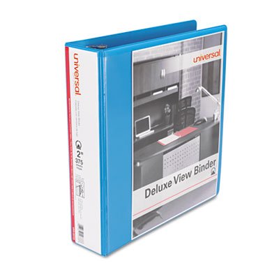 Deluxe Round Ring View Binder, 2" Capacity, Light Blue UNV20733