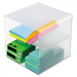 deflecto Desk Cube, Divided, Clear, 6 x 6 x 6 DEF350701