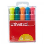 UNV08860 Desk Highlighter, Chisel Tip, Fluorescent Colors, 5/Set UNV08860