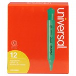 UNV08862 Desk Highlighter, Chisel Tip, Fluorescent Green, Dozen UNV08862