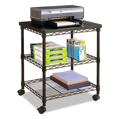 Safco Desk Side Wire Machine Stand, Three-Shelf, 24w x 20d x 27h, Black SAF5207BL