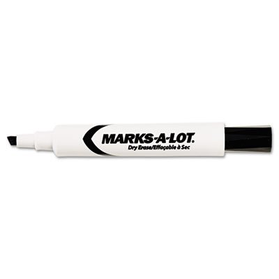 Marks-A-Lot Desk Style Dry Erase Marker, Chisel Tip, Black, Dozen AVE24408