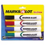 Marks-A-Lot Desk Style Dry Erase Markers, Chisel Tip, Assorted, 4/Set AVE24409