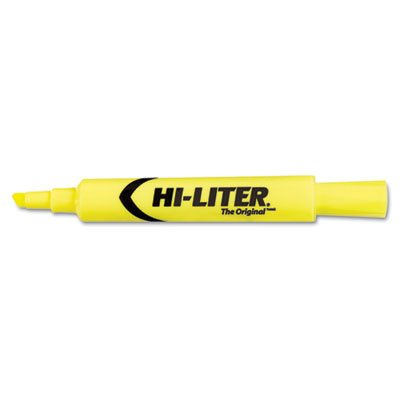 HI-LITER Desk Style Highlighter, Chisel Tip, Fluorescent Yellow Ink, Dozen AVE24000