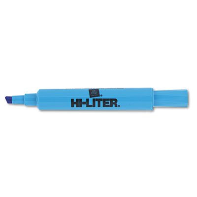 HI-LITER Desk Style Highlighter, Chisel Tip, Fluorescent Blue Ink, Dozen AVE24016