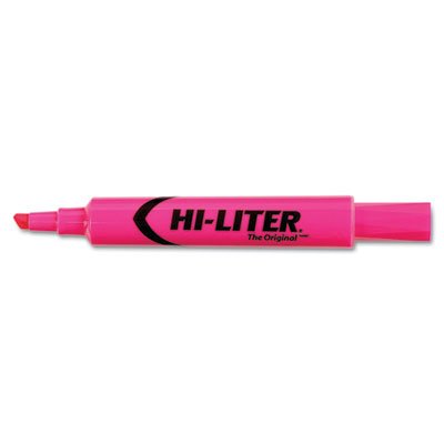 HI-LITER Desk Style Highlighter, Chisel Tip, Fluorescent Pink Ink, Dozen AVE24010