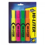 HI-LITER Desk Style Highlighter, Chisel Tip, Assorted Colors, 4/Set AVE24063