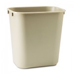 Rubbermaid Commercial FG295500BEIG Deskside Plastic Wastebasket, Rectangular, 3.5 gal, Beige RCP295500BG