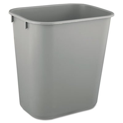 RCP 2955 GRA Deskside Plastic Wastebasket, Rectangular, 3 1/2 gal, Gray RCP2955GRA