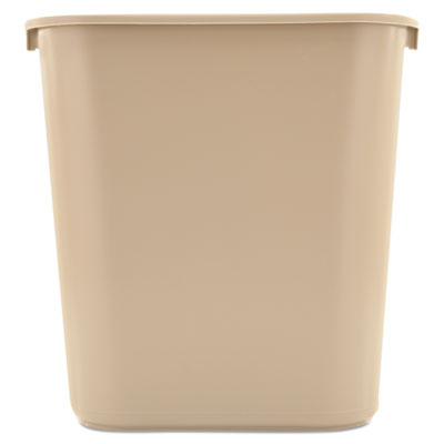 Rubbermaid Commercial FG295600BEIG Deskside Plastic Wastebasket, Rectangular, 7 gal, Beige RCP295600BG