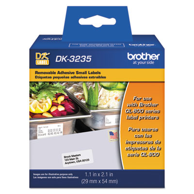 Brother Die-Cut Removable Paper Labels, 1.1" x 2.1", White, 800/Roll BRTDK3235