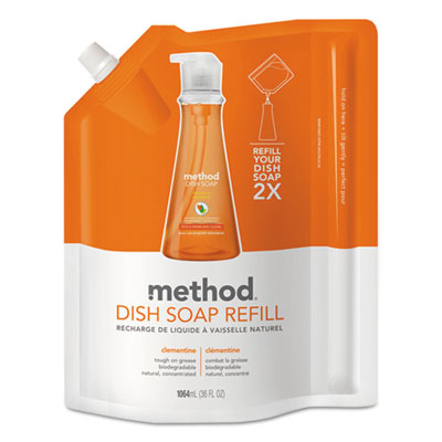 Method MTH01165CT Dish Soap Refill, Clementine Scent, 36 oz Pouch, 6/Carton MTH01165CT