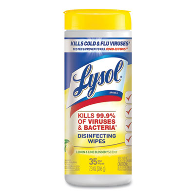 LYSOL Brand 19200-81145 Disinfecting Wipes, 7 x 7.25, Lemon and Lime Blossom, 35 Wipes/Canister RAC81145