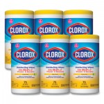Clorox Disinfecting Wipes, 7 x 7 3/4, Crisp Lemon, 75/Canister, 6 Canisters/Carton CLO01628