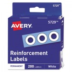 Avery Dispenser Pack Hole Reinforcements, 1/4" Dia, White, 200/Pack, (5729) AVE05729