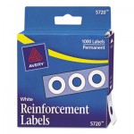 Avery Dispenser Pack Hole Reinforcements, 1/4" Dia, White, 1000/Pack AVE05720