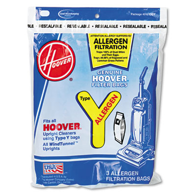 Hoover Commercial Disposable Allergen Filtration Bags For Commercial WindTunnel Vacuum, 3/Pack HVR4010100Y