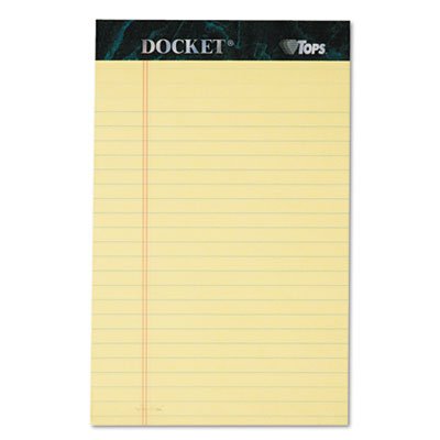 Tops Docket Ruled Perforated Pads, 5 x 8, Canary, 50 Sheets, Dozen TOP63350