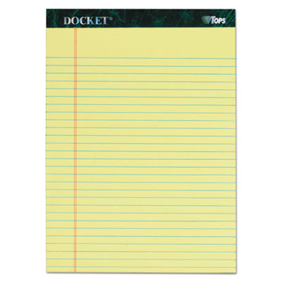 TOPS Docket Ruled Perforated Pads, 8 1/2 x 11 3/4, Canary, 50 Sheets, 6/Pack TOP63406