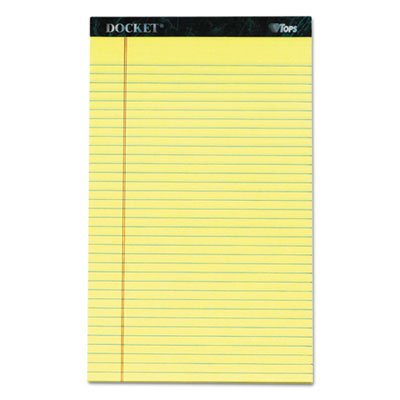 Tops Docket Ruled Perforated Pads, 8 1/2 x 14, Canary, 50 Sheets, Dozen TOP63580
