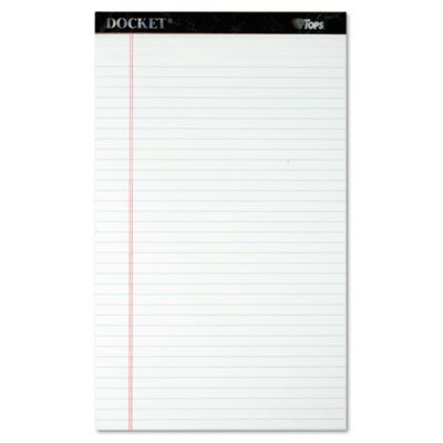 Tops Docket Ruled Perforated Pads, 8 1/2 x 14, White, 50 Sheets, Dozen TOP63590