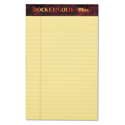 Tops Docket Ruled Perforated Pads, Legal/Wide, 5 x 8, Canary, 50 Sheets, Dozen TOP63900