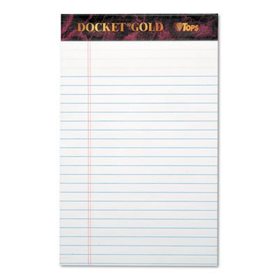 Tops Docket Ruled Perforated Pads, Legal/Wide, 5 x 8, White, 50 Sheets, Dozen TOP63910