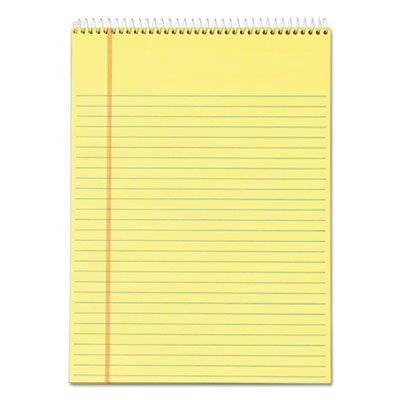 Docket Wirebound Ruled Pad w/Cover, 8 1/2 x 11 3/4, Canary, 70 Sheets TOP63621