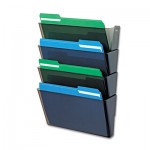 DocuPocket Four-Pocket Wall Set, Plastic, Letter, 13 x 4 x 7, Smoke DEF73402