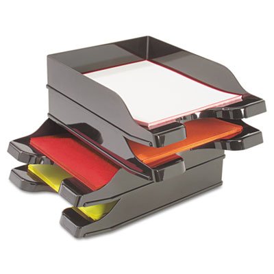 Deflecto Docutray Multi-Directional Stacking Tray Set, Two Tier, Polystyrene, Black DEF63904