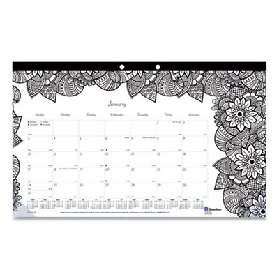 Blueline DoodlePlan Desk Calendar with Coloring Pages, 17.75 x 10.88, 2021 REDC2917001