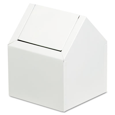 HOSPECO Double Entry, Swing Top Floor Receptacle, Metal, White HOS2201