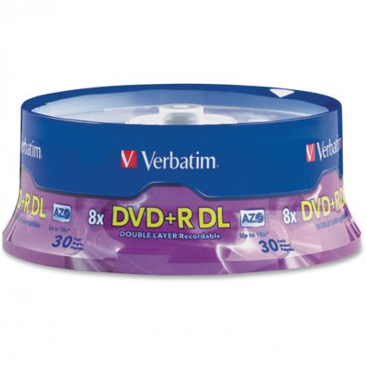 Verbatim Double Layer DVD+R DL 8.5GB 8x 30pk Spindle 96542