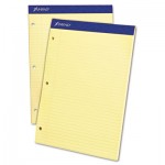 Ampad Double Sheet Pad, College/Medium, 8 1/2 x 11 3/4, Canary, Perfed, 100 Sheets TOP20223