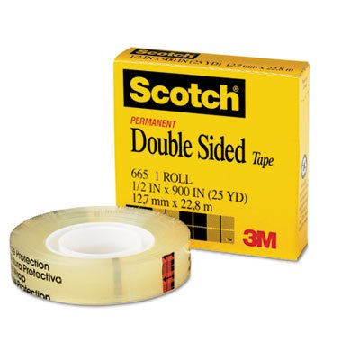 Scotch Double-Sided Tape, 1/2" x 900", 1" Core, Clear MMM66512900