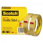 Scotch Double-Sided Tape, 3/4" x 1296", 3" Core, Transparent, 2/Pack MMM6652P3436