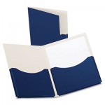 Oxford Double Stuff Gusseted 2-Pocket Laminated Paper Folder, 200-Sheet Capacity, Navy OXF54443