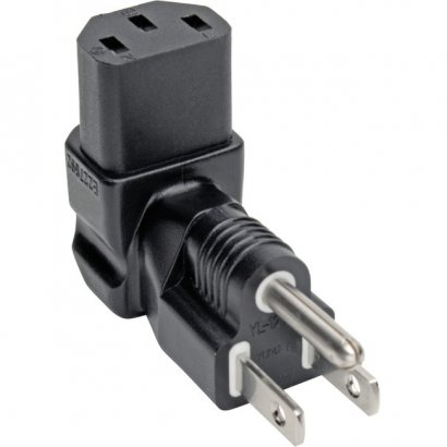 Tripp Lite Down-Angled NEMA 5-15P to C13 Power Cord Adapter - 10A, 125V, Black P006-000-DA