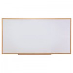 UNV43620 Dry-Erase Board, Melamine, 96 x 48, White, Oak-Finished Frame UNV43620