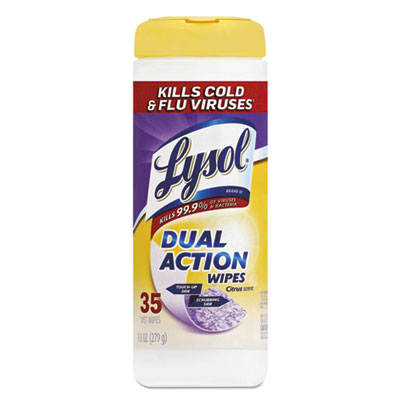 LYSOL Brand 19200-81143 Dual Action Disinfecting Wipes, Citrus, 7 x 7.5, 35/Canister RAC81143CT