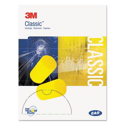 3M E A R Classic Small Earplugs in Pillow Paks, PVC Foam, Yellow, 200 Pairs MMM3101103