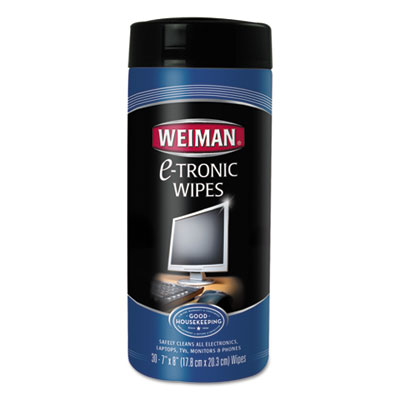WEIMAN E-tronic Wipes, 8" x 7", White, 30/Canister, 4/Carton WMN93CT