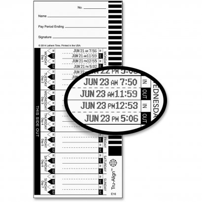 Lathem E16 Tru-Align Time Cards E16100