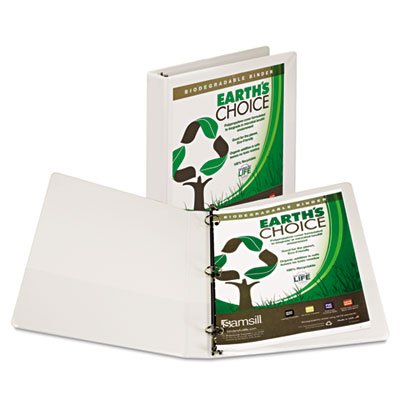 Samsill Earth's Choice Biodegradable Round Ring View Binder, 1" Cap, White SAM18937