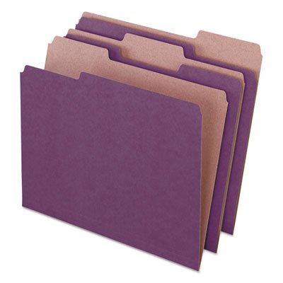 Pendaflex Earthwise by Pendaflex Recycled File Folders, 1/3 Top Tab, Ltr, Violet, 100/BX PFX04335