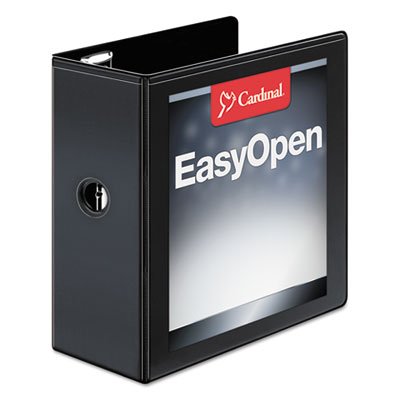Cardinal Easy-Open ClearVue Extra-Wide Locking Slant-D Binder, 5" Cap, 11 x 8 1/2, Black CRD10351