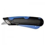 COSCO Easycut Cutter Knife w/Self-Retracting Safety-Tipped Blade, Black/Blue COS091508